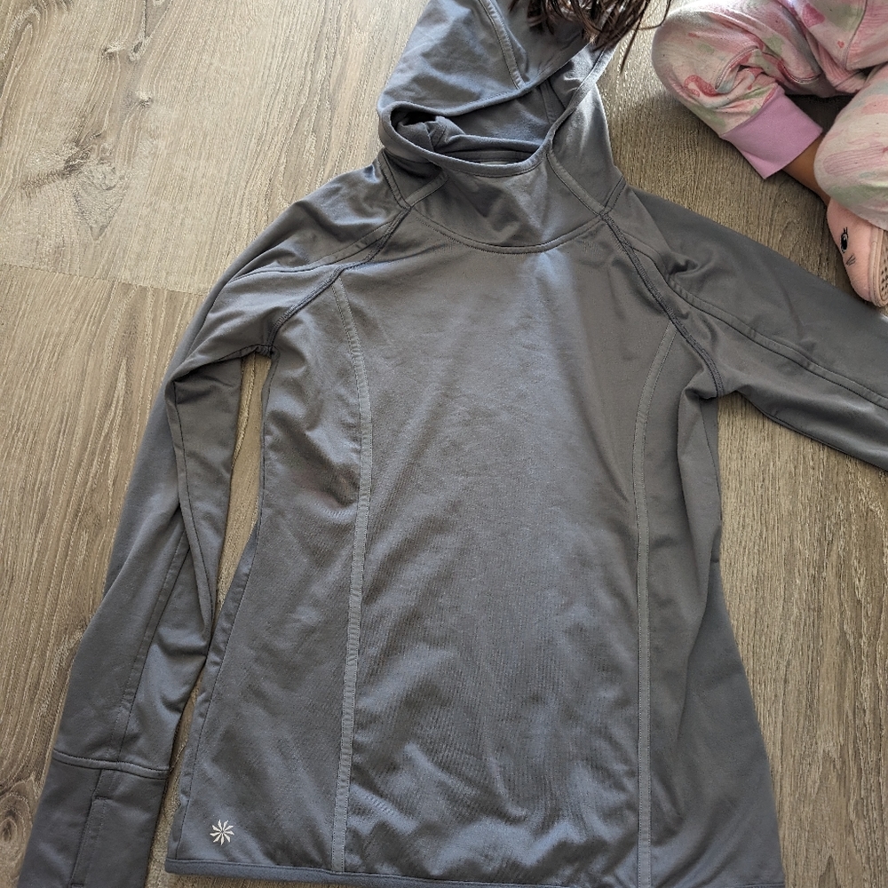 Athleta Gray Plush Tech Hoodie Sz